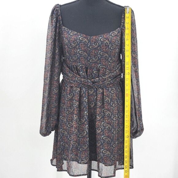 OPT One Pretty Time West Dress Size Medium Womens Blue Paisley Sheer Whimsygoth - Picture 7 of 12